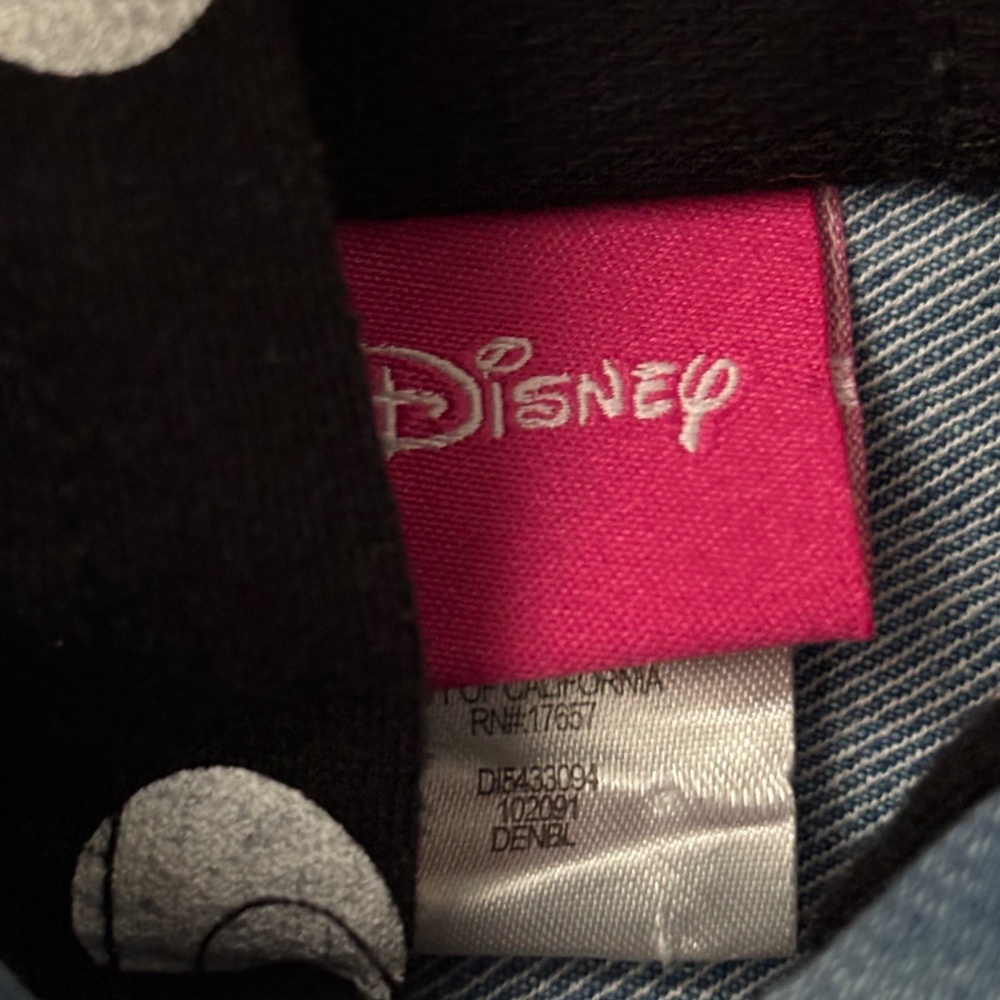 Disney Minnie Mouse Jean Denim Jacket White Polka Dots Minnie Ears Bow Hood 2T - Picture 4 of 11